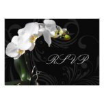 Orchidée noire et blanche dramatique assortissant  faire-part personnalisé