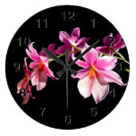 Orchidée rose pendule murale