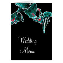 Orchidées bleues sur le menu noir de mariage cartes de vœux