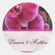 Orchidées de rose sauvage autocollant rond