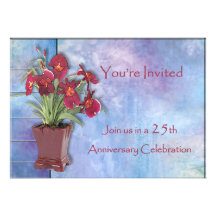 Orchidées et anniversaire d'aquarelle 25ème invitations