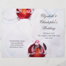Orchidées rouges blanches chics d'or épousant le p prospectus customisé