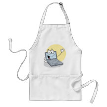 Ordinateur portable de ondulation heureux tablier