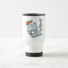 ordinateur portable idiot de bande dessinée de rép mug