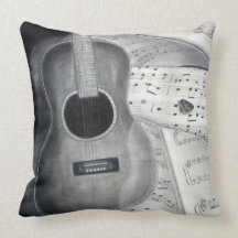 Oreiller de musique de guitare et de feuille