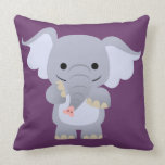 Oreiller heureux d'éléphant de bande dessinée oreillers american