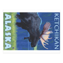 Orignaux la nuit - Ketchikan, Alaska Cartes Postales