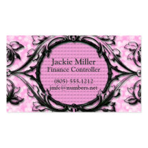 Ornamental de noir sur les points roses cartes de visite personnelles
