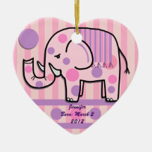 Ornamet girly mignon d'éléphant avec le nom/texte ornement