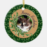 Ornement aux yeux verts d'anniversaire de chaton d