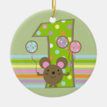Ornement d'anniversaire de vert de souris de ballo
