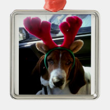 Ornement de Basset Hound de renne de Noël