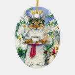 Ornement de chat de Noël de Père Noël Lucia