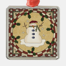 Ornement de Noël de bonhomme de neige de campagne