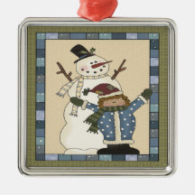 Ornement de Noël de bonhomme de neige et de petite