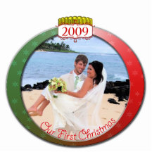 Ornement de Noël de mariage notre ęr Noël Photos En Relief