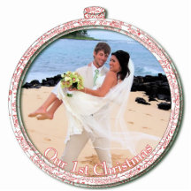 Ornement de Noël de mariage notre ęr Noël Photos En Relief
