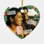 Ornement de photo de coeur de couples de Noël