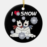 Ornement de souvenir de neige d'amour des ours bla