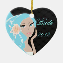 Ornement élégant bleu de Noël de jeune mariée