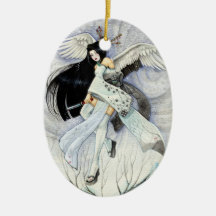 Ornement en céramique de geisha de neige et de plu