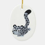 Ornement mignon de léopard de neige de bande dessi ornements