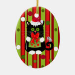 Ornement mignon de Noël avec le chat et le merle