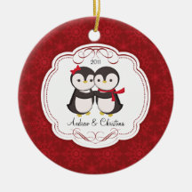 Ornement mignon de Noël d'amour de couples de ping