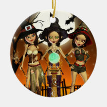 Ornement rond de Samhain de sorcière des soeurs tr