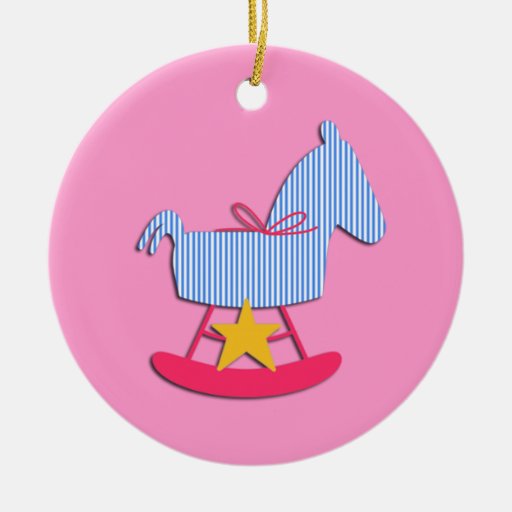 Ornement rose de bébé de cheval de basculage