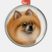 Ornement rouge amical de chien de Pomeranian