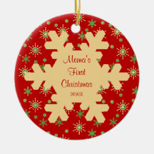 Ornement rouge de flocon de neige de premier Noël 