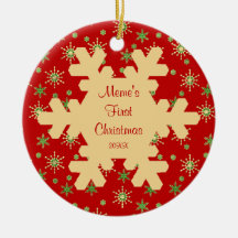 Ornement rouge de flocon de neige de premier Noël 