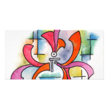 Ornement triple - peinture abstraite d'aquarelle photocarte