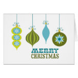 Ornements bleus et verts de Joyeux Noël rétros cartes