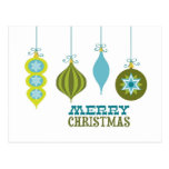 Ornements bleus et verts de Joyeux Noël rétros cartes postales