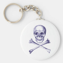 Os de crâne et de croix - bleu porte-clef