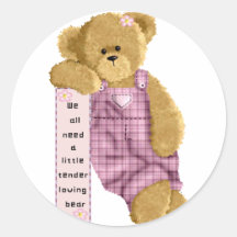 Ours affectueux tendre autocollants ronds