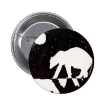 Ours blanc la nuit sur l'océan arctique pin's avec agrafe