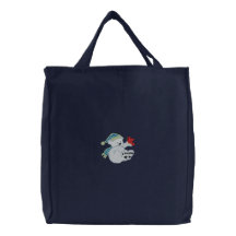 Ours blanc mignon et sac fourre-tout brodé par car