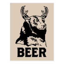 Ours + Cerfs communs = bière cartes postales