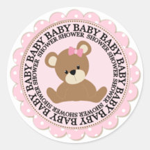 Ours de bébé et baby shower rose de Polkdots Autocollants