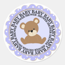 Ours de garçon et baby shower bleu de Polkdots Autocollants