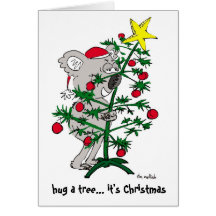 Ours de koala étreignant un arbre de Noël Cartes De Vœux
