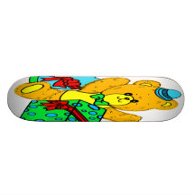 Ours de nounours avec les présents, cadeaux pour d planche à roulette