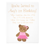 Ours de nounours d'anniversaire avec le tutu rose invitations