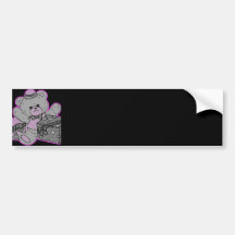 Ours de nounours gris et rose sur le noir adhésifs pour voiture