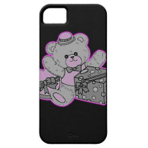 Ours de nounours gris et rose sur le noir coque Case-Mate iPhone 5