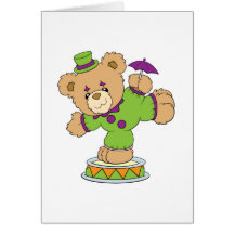 Ours de nounours idiot de clown cartes de vœux