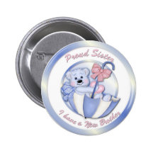 Ours de parapluie - soeur - garçon badge avec épingle